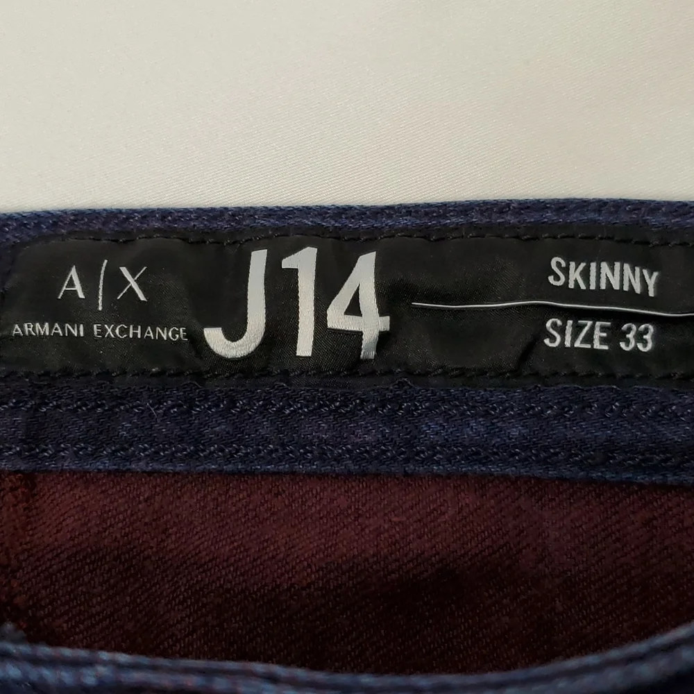 EUC ARMANI EXCHANGE WOMEN'S BLUE INDIGO DENIM LOGO SKINNY JEANS 33